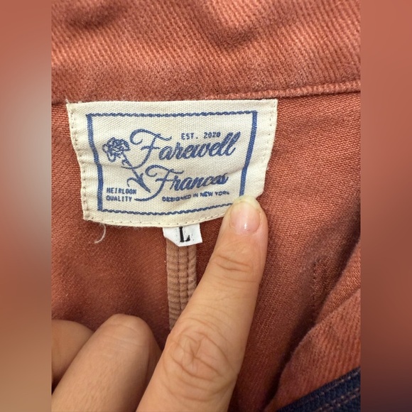 Women’s Farewell Frances Pink Twill Shorts Size Large Sustainable Eco Friendly - Picture 2 of 5